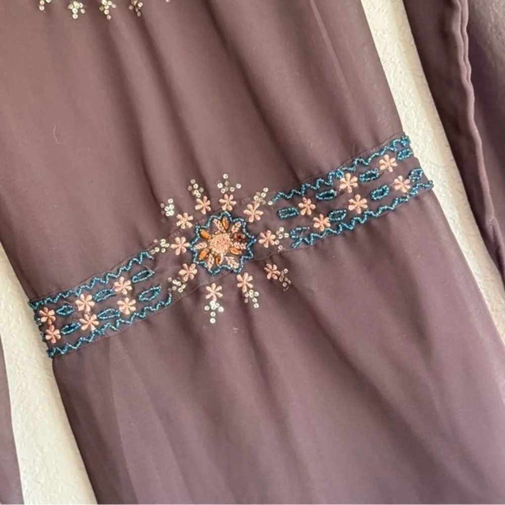 Cotton Express Y2K Sheer Embroidered Tunic Boho Fairycore Cottage Witch Top Sz M - Picture 7 of 13